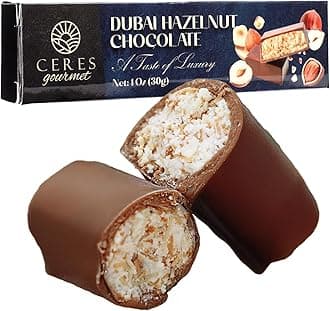 Dubai Style Chocolate Bar with Hazelnut and Knafeh - Viral Hazelnut Kunafa Chocolate - Premium Milk Chocolate with Crunchy Kadayıf and Tahini - Gourmet Middle Eastern Dessert, 1 oz