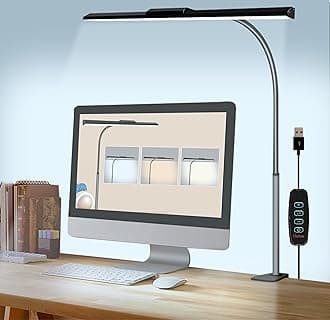 litrenDesk Lamp for Office Home Desk Light with Clamp with 3 Light Modes, 10 Brightness Adjustable Clip On Desk Lighting for Workbench Computer Table Office Desktop Monitor Lamp