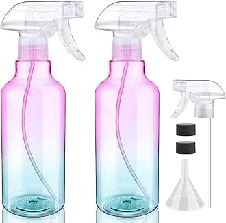 Plastic Spray Bottle 16.9oz Empty Spray Bottles Refillable Container Trigger Sprayer for Cleaning Solutions, Water, Plants, Pet, Essential Oils, Hair, 2 Pack (gradient)