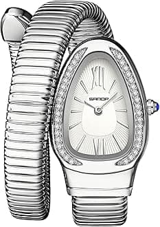 Snake Bracelet Watch for Women, Elegant Bangle Wrist Watch with Flexible Wrap Strap Design, Fashion Jewelry Style Quartz Watch, Adjustable Cuff Watch for Dress & Gift