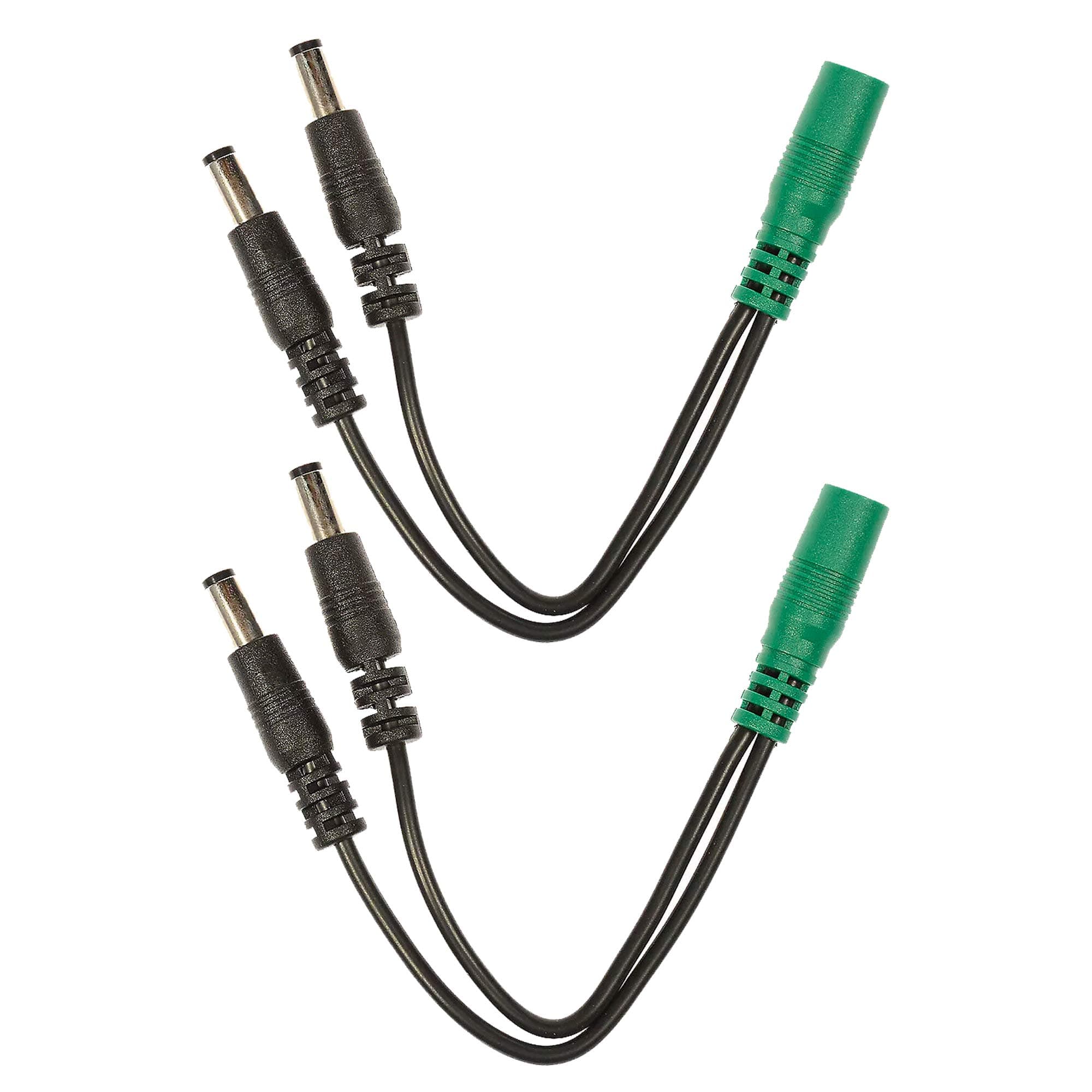 Voodoo Lab Cable Current Doubler Adapter - Two 2.1mm Straight Barrels - 2.1mm Female 4" 2 Pack Bundle