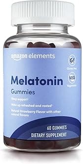 Amazon Elements Melatonin Gummies, Strawberry, Sleep Support, 10mg, 60 Count (Previously Revly)