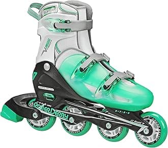 V-Tech 500 Adjustable Performance Inline Skates for Men, Women, Kids, Teens, Large (6-9), Mint