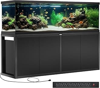 GDLF 125-150 Gallon Fish Tank Stand, Heavy Duty Metal Aquarium Stand with Power Outlet and Cabinet for Fish Tank Filters and Accessories,72.8" L*18.9" W,2200LBS Capacity (Stand Only)