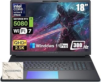Alienware 18 Area-51 Gaming Laptop - Intel Ultra 9 275HX (24-Core, Up to 5.4GHz), RTX 5080 GDDR7, 16" 2.5K QHD+ 300Hz, 64GB DDR5, 4TB SSD, Backlit KB, w/DVD Drive, Win 11 Pro, Office Lifetime