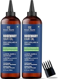 Botanic Hearth 100% Pure Rosemary Oil For Hair Growth Infused With Biotin | Hair Strenghtening Treatment | Nourishing & Volumizing | With Jojoba Oil & Castor Oil | Non GMO | 6.7 fl oz -Pack of 2