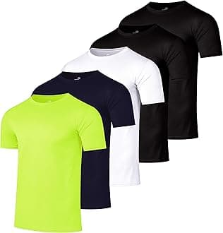 5 Pack: Men’s Mesh Performance Quick Dry Stretch Breathable Short Sleeve Tech Crew Shirt (Available in Big & Tall)