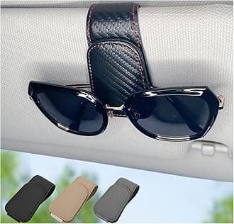 CHOSMOYI Magnetic Leather Sunglass Holder for Car, Sunglasses Clip for Car Visor, Auto Interior Accessories Universal for Different Size Eyeglasses (Carbon Fiber)