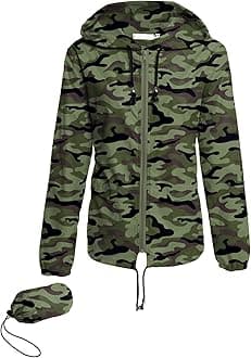 AvoogueRaincoat Women Lightweight Waterproof Rain Jackets Packable Outdoor Hooded Windbreaker