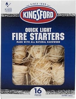 Kingsford Quick Light Fire Starter Rolls, All Natural Hardwood with Paraffin, Water Resistant and Easy Lighting for Charcoal, Pellet Grills, Smokers, Campfires, Outdoor Fireplaces, 16 Count