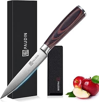 PAUDIN Professional Chef Paring Knife - 13 cm Ultra-sharp High-carbon Stainless Steel Blade, Ergonomic Wooden Handle for Fruits & Vegetables - Ideal for UAE Home Kitchens & Gifting (Elegant Gift Box)