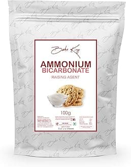 BAKE KING Ammonium Bicarbonate 100gm, Agent Biscuits Food Grade Hornsalt - Hartshorn Perfect for Baking (Cookies and Biscuits)