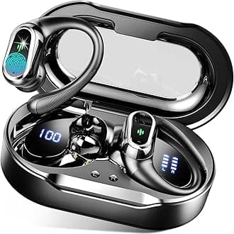 Wireless Earbuds, 2025 Bluetooth 5.4 Headphones Sport, Bluetooth Earbuds with ENC Noise Canceling Mic, 50H Stereo Wireless Headphones IP7 Waterproof with Earhooks, Dual LED Display for Workout/Running
