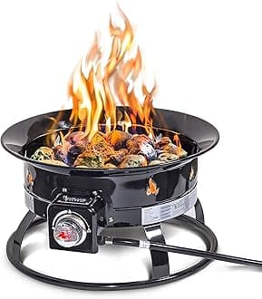 Outland Living Firebowl 893 Deluxe Outdoor Portable Propane Gas Fire Pit with Cover & Carry Kit, 19-Inch Diameter 58,000 BTU, Black
