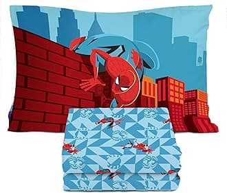 Sunny Side Up Kids Sheet Set Includes Sheets and Pillow Cover - 100% Microfiber Bedding and Room Decor, Blue - Spiderman, 3 Piece Twin