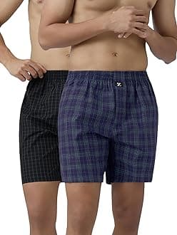 Men's Checkmate Relaxed Fit Cotton Boxer Shorts with Dual Pocket & No Marks Waistband (Pack of 2)