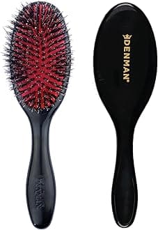 Denman Style & Shine Smoother Hairbrush with Soft Nylon Quill Boar Bristles - For Smoothing, Detangling, Straightening Hair – D81S Small Black