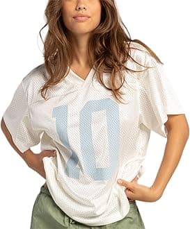 Oversized Jersey Shirts for Women Y2k Number Graphic Print V Neck Short Sleeve Aesthetic Summer T-Shirt Streetwear
