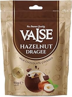 Chocolate Covered Hazelnuts Dragee, Milk Chocolate Covered Freeze Dried Hazelnuts Dragee, 2.47 oz Chocolate Covered Fruit, Chocolate Dipped Hazelnuts Dragee (Mini, Hazelnut)