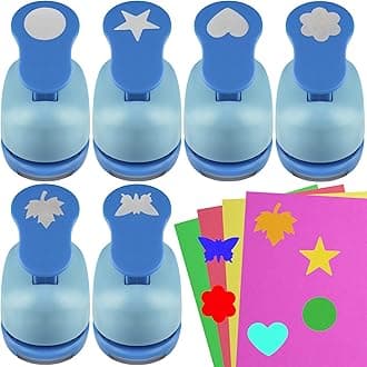Set 6 Craft Hole Punch 1-inch, Craft Punchers - Heart, Circle, Star, Butterfly, Maple Leaf, Flower Paper Punch Sets for Crafting & DIY Projects. (Set 6)