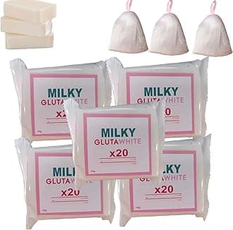 Milky Gluta White Soap 20x, Milky Gluta White Soap, Milky GlutaSoap, Glutamilk Soaps, Moisturizing, Gentle Cleansing, Exfoliate, For Face,Body and Hand Cleaning (5PCS)