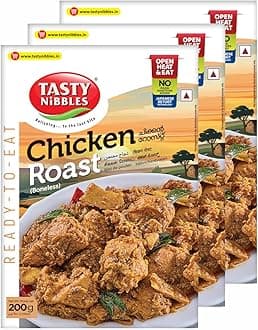 Tasty Nibbles Ready to Eat Chicken Roast 200g [Pack of 3]| Open Heat & Eat | Non-Vegetarian | No Added Preservatives | Japanese Retort Technology