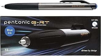 Pentonic GR-T Retractable Gel Pens, 10 Count, Blue Ink, 0.7 mm Fine Point, Smooth Writing For Journaling, Note Taking, Office & School (1002361)
