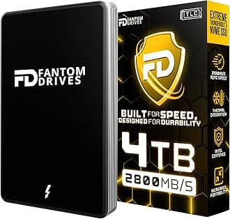 Fantom Drives - 4TB External 3D NAND TLC Portable Solid State Drive - Thunderbolt 3 & 4 USB 3.2 Type-C - 2800MB/s - Intel Certified -TB3X-2300N4TB