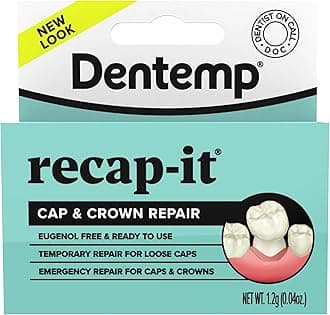 Dentemp Recap-It Cap and Crown Repair Dental Kit - Fast Acting Formula Dental Cement for Loose Caps (Pack of 1) - Temporary Cement for Crown and Bridge