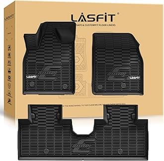 LASFIT Floor Mats for Ford Mustang Mach-E 2021-2025 2026 TPE All Weather Protector Car Liners, 1st & 2nd Row, 3pcs Black
