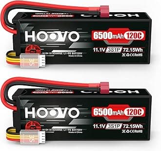 HOOVO 3S Lipo Battery 11.1V 6500mAh 120C Hard Case with Deans T Plug for RC Vehicles, RC Car Truck, RC Quadcopter, Helicopter, RC Boat, DJI Airplane, LOSI Associated Racing Hobby (2 Packs)
