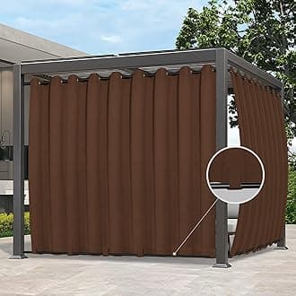 Easy-Going Outdoor Curtains Waterproof Windproof Weatherproof Curtain for Patio, Cabana, Porch, Pergola and Gazebo, Grommet Top and Tab Bottom Drape, 1 Panel, 150x96 inch, Brown