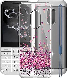 for Nokia 230 2024 Case, WXPPJ Full Body Protection Shockproof Cover Case, Transparent Soft Silicone TPU Back Cover Bumper Phone Case for Nokia 230 2024 (2.80") - Pink Love