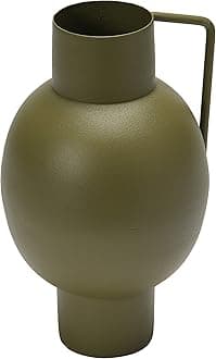 Bloomingville Textured Metal Vase with Handle, Celadon