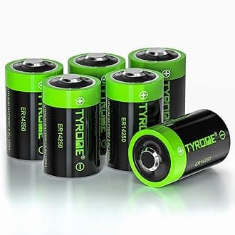 tyrone 1/2 AA Battery, Ls14250 3.6v Battery 1200 mAh ER14250 Non-Rechargeable Lithium Batteries for Dog Collars and Baby Movement Monitor Alarm Systems and More [ 6 Pack ]