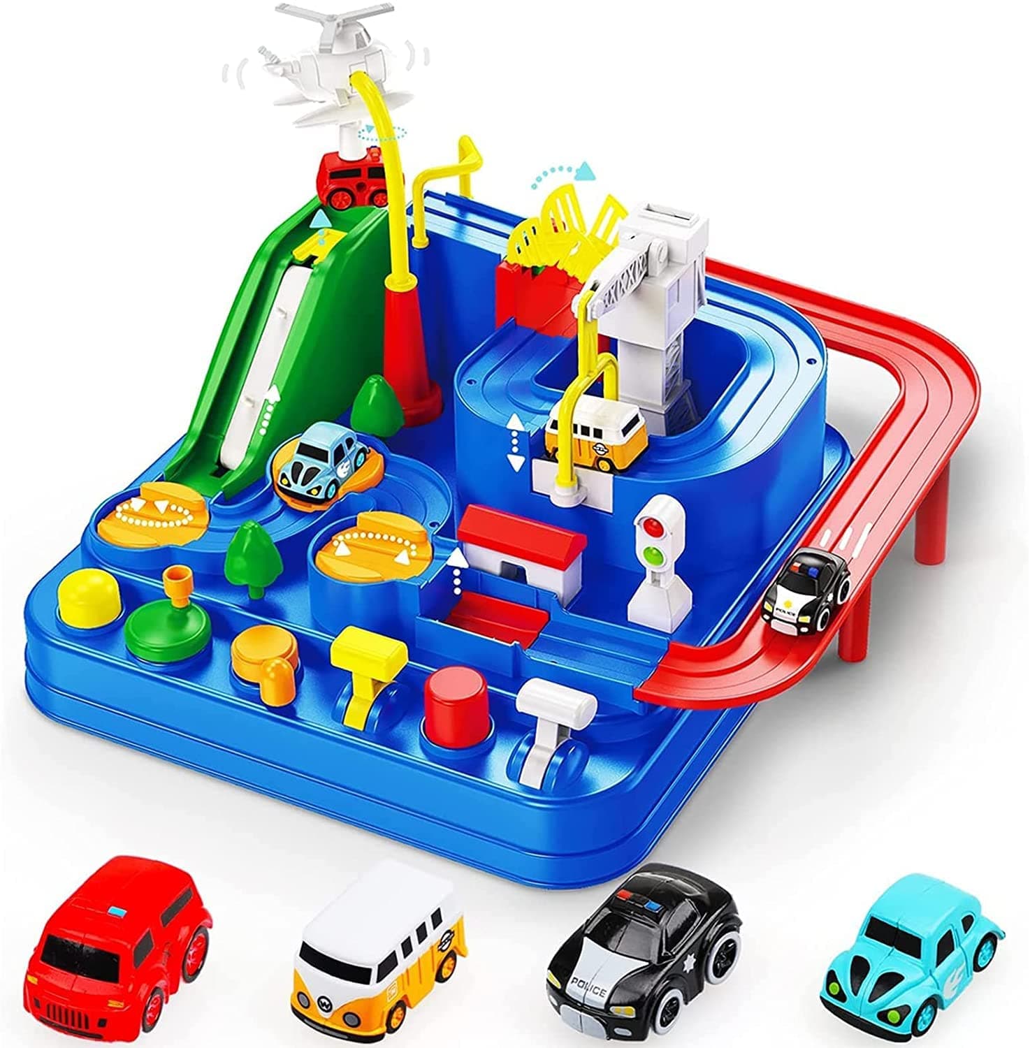 Beauenty Car Adventure Toys, City Rescue Preschool Educational Toy Vehicle, Parent-Child Interactive Train Toy, Puzzle Car Race Tracks Parking Playsets for 3 4 5 6 7 8 Year Old Toddlers Boys Girls