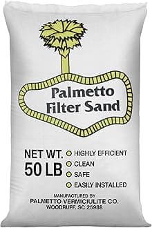 Palmetto Swimming Pool Filter Sand for Above Ground and Inground Pools, Natural Silica, 50 Lb Bag - Residential and Commercial Pool System Accessories - Supplies for Cleaning and Maintenance