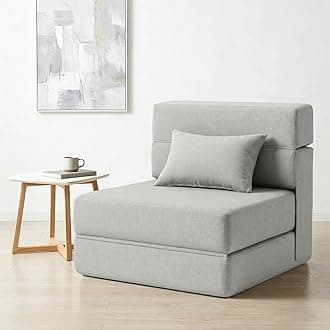 Folding Sofa Bed with Pillow- Convertible Chair Floor Couch & Sleeping Mattress, Foldable Memory Foam Sleeper for Living Room/Dorm/Guest Room/Home Office/Apartment/Loft, Single26, Light Gray