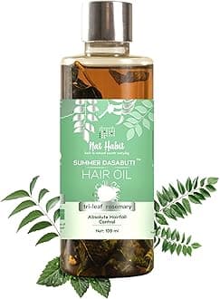 Nat Habit Tri-Leaf Rosemary Hair Oil For Men & Women Hairfall Reduction, Suitable For All Hair Types, No Paraffin, Mineral Oil, Preservatives & Chemicals, 100ml