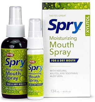 Spry Natural Xylitol Moisturizing Dry Mouth Spray, Stop Bad Breath, Increase Saliva Production, Non-GMO, Gluten-Free On The Go Oral Care with Spearmint Flavor, 4.5 fl.oz (Pack of 1)