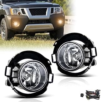 Fog Lights Assembly for 2005 2006 2007 2008 2009 2010 2011 2012 2013 2014 2015 Nissan Xterra Replacement Kit for 2010-2016 2017 Frontier with H11 12V 55W Halogen Bulbs ​Clear Lens