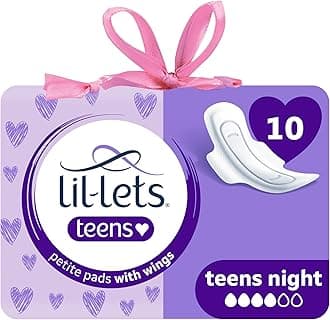 Teens Night Pads X 10, Petite Towels For Girls & Teenagers, With Wings, For Heavy Flow, Unscented, Soft & Breathable, First Period Sanitary Towels, 1 Pack of 10 Pads