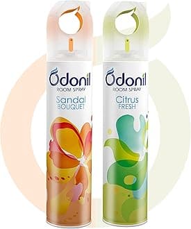 Odonil Room Air Freshener Spray - 440ml Combo (Pack of 2, 220ml each) | Sandal Bouquet & Citrus Fresh | Nature Inspired Fragrance for Home & Office | Long Lasting Fragrance