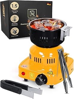 M. ROSENFELD Yellow Multipurpose Electric Charcoal Starter - Electric Charcoal Burner UL & STS Approved Electric Stove - Coconut Charcoal Lighters - 450W Hot Plate Electric - Stainless Steel