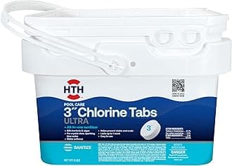 HTH Pool Care 3" Chlorine Tabs Ultra, Swimming Pool Chlorinating All-in-One Sanitizer, Kills Algae and Bacteria, 8 lbs