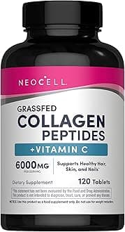 Super Collagen with Vitamin C, 120ct Collagen Pills, Non-GMO, Grass Fed, Paleo Friendly, Gluten Free, Collagen Peptides Types 1 & 3 for Hair, Skin, Nails and Joints (Packaging May Vary)