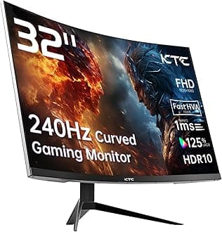 32 inch 240Hz Curved Gaming Monitor 1500R 1080P 125% sRGB 1ms, Freesync/G-sync HDR10,HDMI/DP/USB Ports VESA,Tilt Adjustable,Xbox PS5 Switch,Black