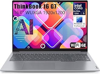 Lenovo Thinkbook 16 G7 Ultra 5 Premium Laptop Computer Intel 12-Core 16" FHD 32GB DDR5 RAM, 2TB PCIe SSD Thunderbolt 4 WiFi 6E RJ45 Win 11 Pro NPU AI Experience Copilot Business Laptop Vent-HEA
