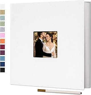 Vienrose Large Photo Album Self Adhesive for 4x6 8x10 10x12 Pictures Scrapbook Album DIY 60 Blank Pages with A Metallic Pen
