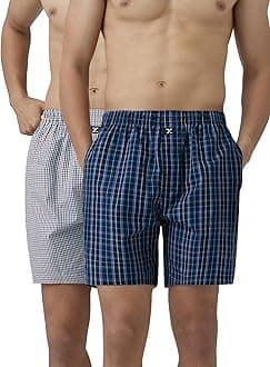XYXX Men's Checkmate Relaxed Fit Cotton Boxer Shorts with Dual Pocket & No Marks Waistband (Pack of 2)